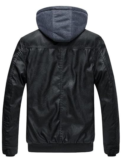 Buy Blaq Ash Men's Faux Leather Hooded Motorcycle Jacket with Buy Blaq Ash Men's Faux Leather Hooded Motorcycle Jacket with